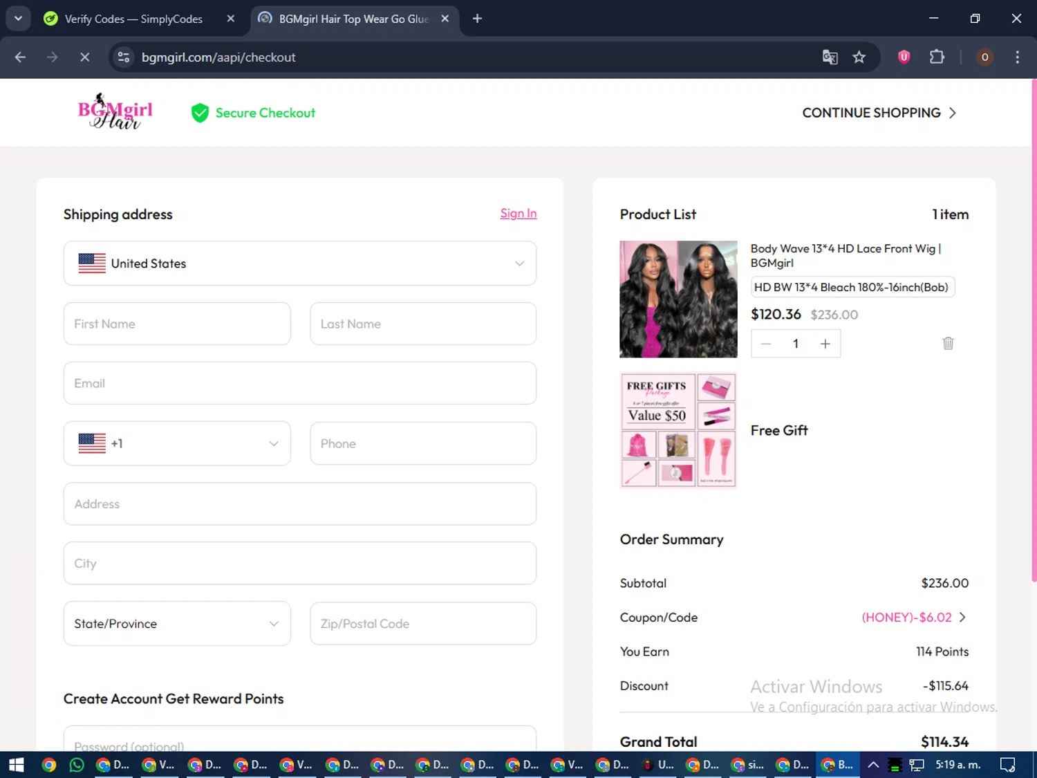 BGMgirl coupon code screenshot showing code HONEY applied at BGMgirl checkout page. Uploaded by SimplyCodes community member LegendaryAdmiral8649 on Nov 25, 2025