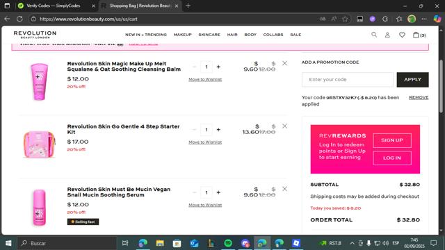 BH Cosmetics checkout page showing BH Cosmetics coupon code box | Screenshot taken by SimplyCodes community member on Sep 2, 2025