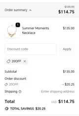 20off coupon verification screenshot