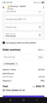 Bhelmi30 coupon verification screenshot