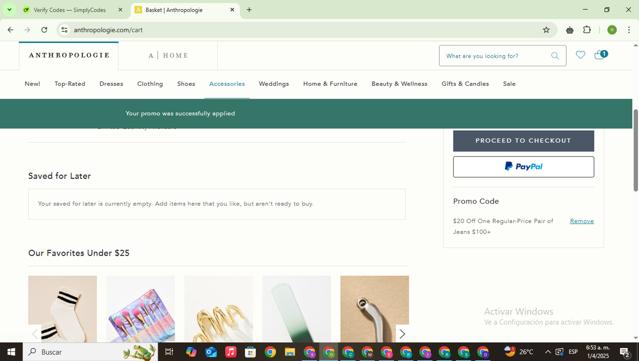 BHLDN checkout page showing BHLDN promo code box | Screenshot taken by SimplyCodes community member on Apr 1, 2025