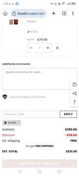 Kits15 coupon verification screenshot