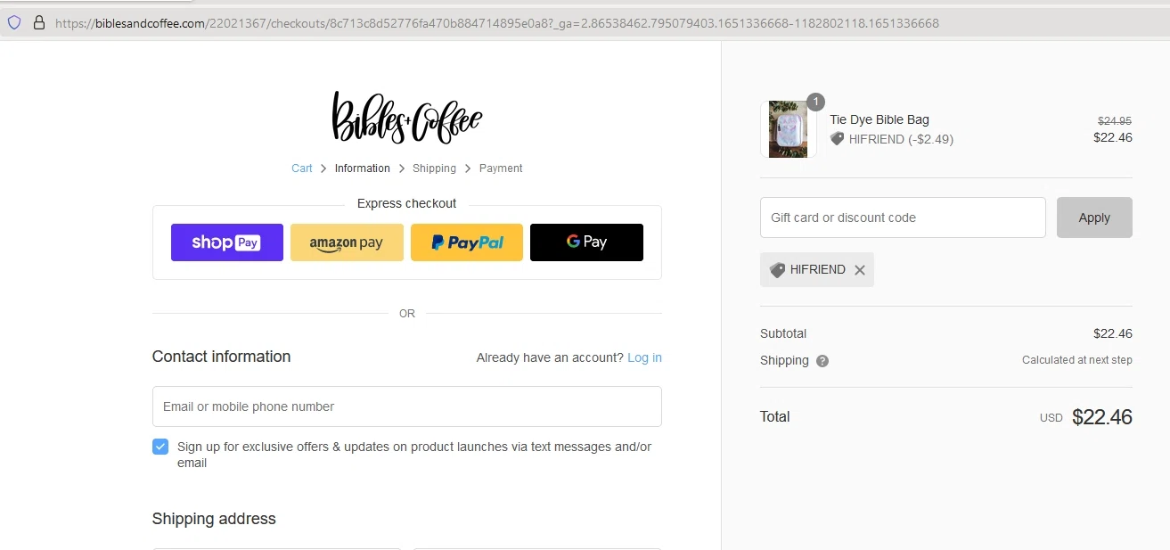 where to use Bibles At Cost promo code box