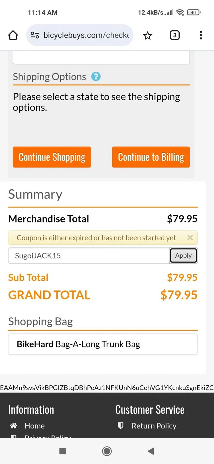 BicycleBuys.com promo code screenshot showing code SugoiJACK15 applied at BicycleBuys.com checkout page. Uploaded by SimplyCodes community member Piolin on Dec 6, 2025