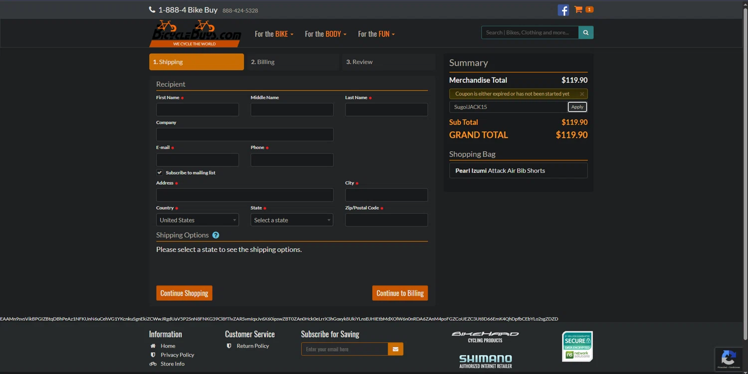 BicycleBuys.com promo code screenshot showing code SugoiJACK15 applied at BicycleBuys.com checkout page. Uploaded by SimplyCodes community member ScanEagle5120 on Dec 6, 2025