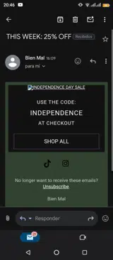 INDEPENDENCE coupon verification screenshot