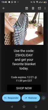 25HOLIDAY coupon verification screenshot