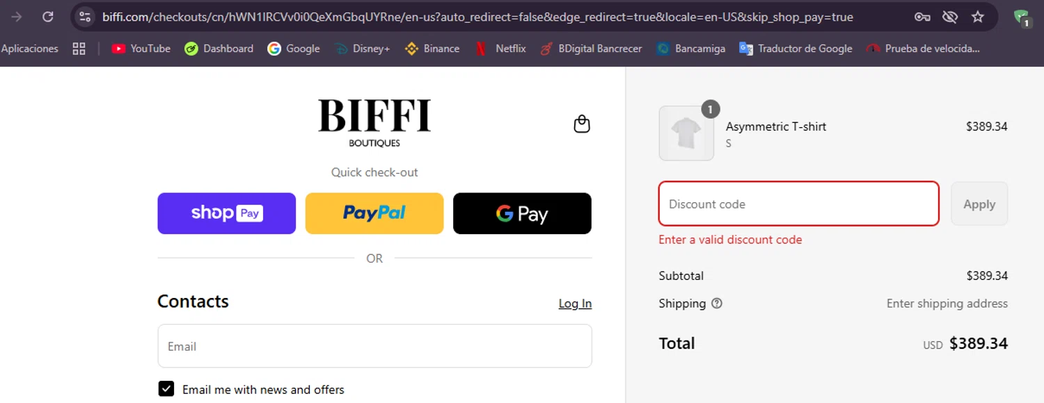 Biffi Boutique promo code screenshot showing code extra10 applied at Biffi Boutique checkout page. Uploaded by SimplyCodes community member Mulan5674851292422 on Aug 1, 2025