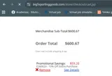 Big 5 Sporting Goods coupon verification screenshot