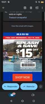 Big 5 Sporting Goods coupon verification screenshot