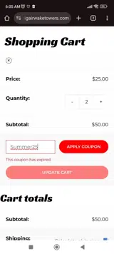 Summer25 coupon verification screenshot
