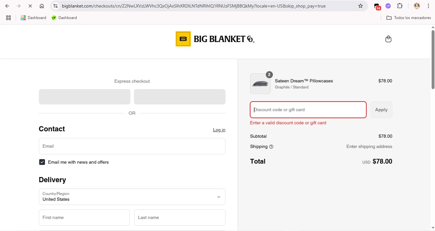 Big Blanket Co discount code screenshot showing code FREE2DAY applied at Big Blanket Co checkout page. Uploaded by SimplyCodes community member Fabio05 on Jun 16, 2025