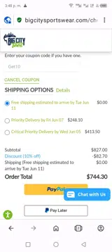GET10 coupon verification screenshot