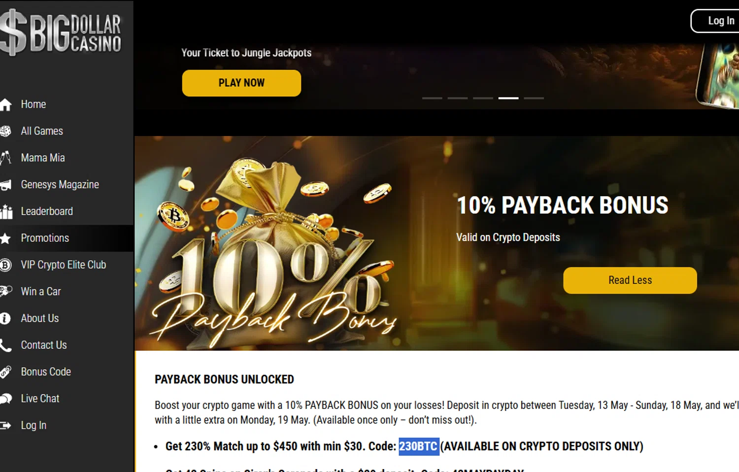 Big Dollar promo code screenshot showing code 230BTC applied at Big Dollar checkout page. Uploaded by SimplyCodes community member Dejadepicharme on May 13, 2025