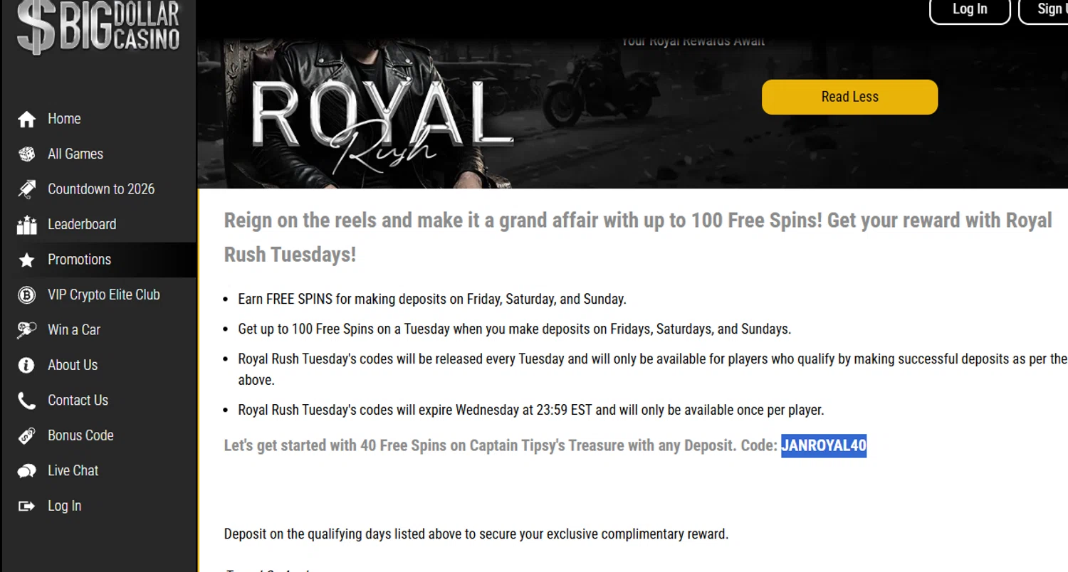 Big Dollar promo code screenshot showing code JANROYAL40 applied at Big Dollar checkout page. Uploaded by SimplyCodes community member Dejadepicharme on Jan 7, 2026