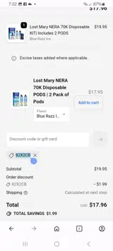 Big D Vapor coupon verification screenshot