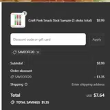 SAVEOFF20 coupon verification screenshot