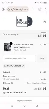 SIMPLYLILLIE15 coupon verification screenshot