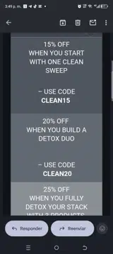 CLEAN15 coupon verification screenshot