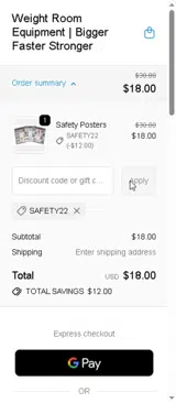 SAFETY22 coupon verification screenshot