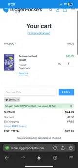DAVID coupon verification screenshot