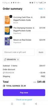 BRANDON coupon verification screenshot
