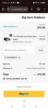 BIGHORN77 coupon verification screenshot