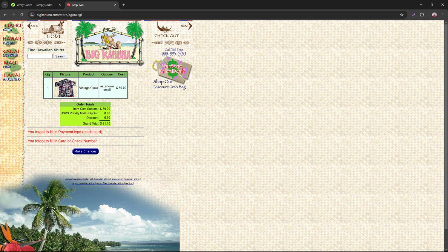 Big Kahuna promo code screenshot showing code WELCOME10 applied at Big Kahuna checkout page. Uploaded by SimplyCodes community member necesitoplata on Feb 20, 2025