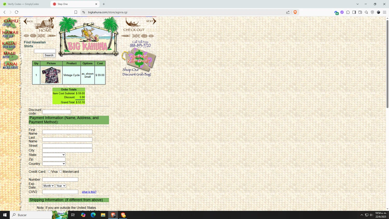 Big Kahuna promo code screenshot showing code save10 applied at Big Kahuna checkout page. Uploaded by SimplyCodes community member AnthonyGTX on Jun 22, 2025