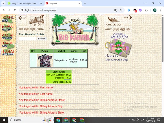 Big Kahuna checkout page showing Big Kahuna promo code box | Screenshot taken by SimplyCodes community member on Jul 18, 2025
