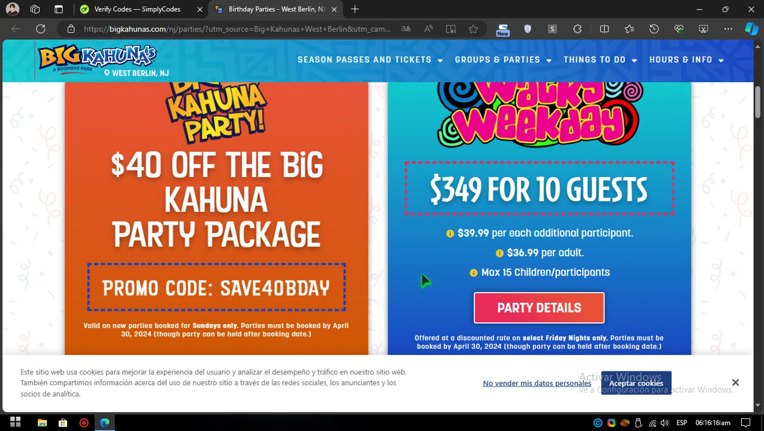 Big Kahuna's checkout page showing Big Kahuna's promo code box | Screenshot taken by SimplyCodes community member on Apr 21, 2024