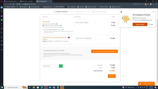 BigRock checkout page showing BigRock promo code box | Screenshot taken by SimplyCodes community member on Jun 16, 2023