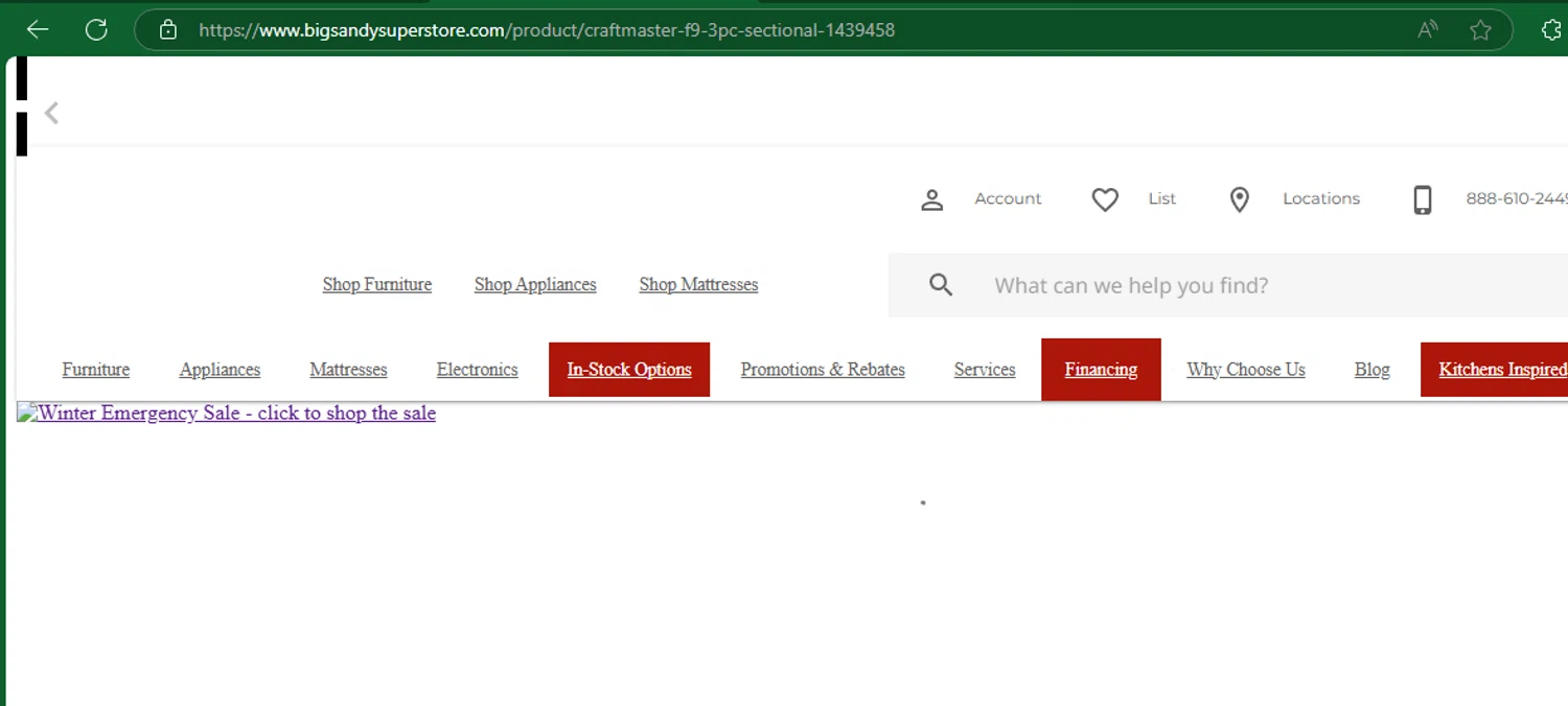 Big Sandy Superstore checkout page showing Big Sandy Superstore promo code box | Screenshot taken by SimplyCodes community member on Mar 7, 2025