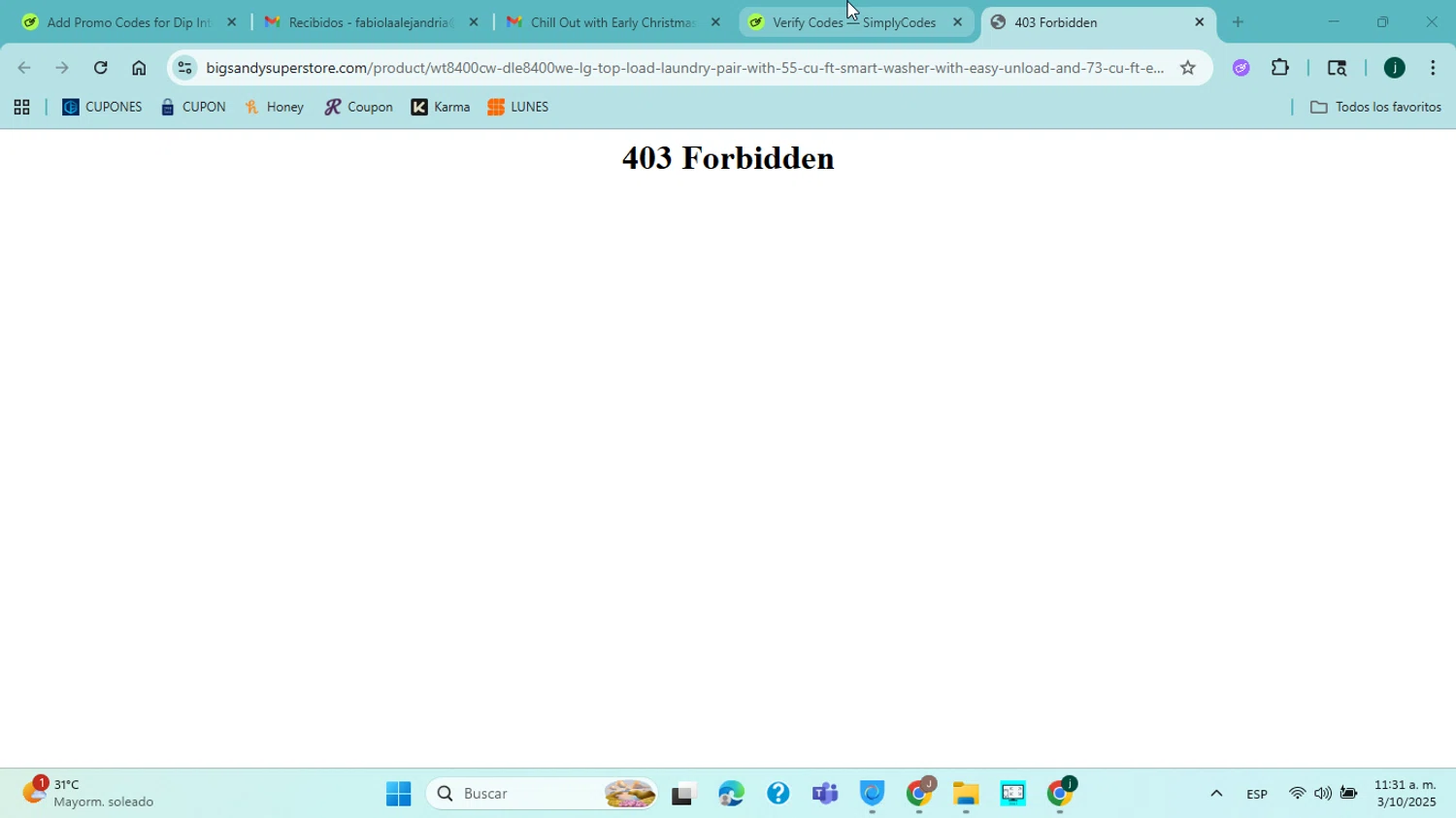 Big Sandy Superstore promo code screenshot showing code LGMONTH applied at Big Sandy Superstore checkout page. Uploaded by SimplyCodes community member jorgejavierherrera on Oct 3, 2025