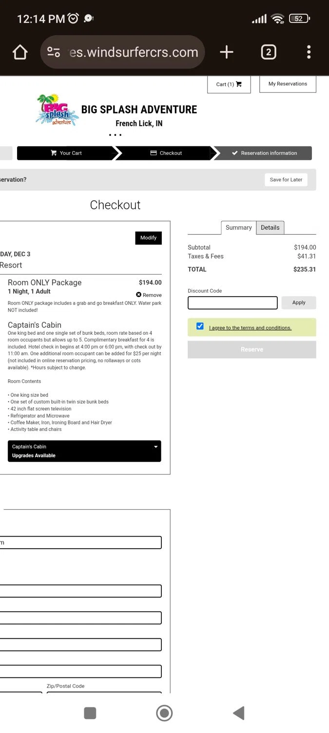 Big Splash discount code screenshot showing code SHOTZ applied at Big Splash checkout page. Uploaded by SimplyCodes community member juliocoronel038ef0f on Dec 2, 2025