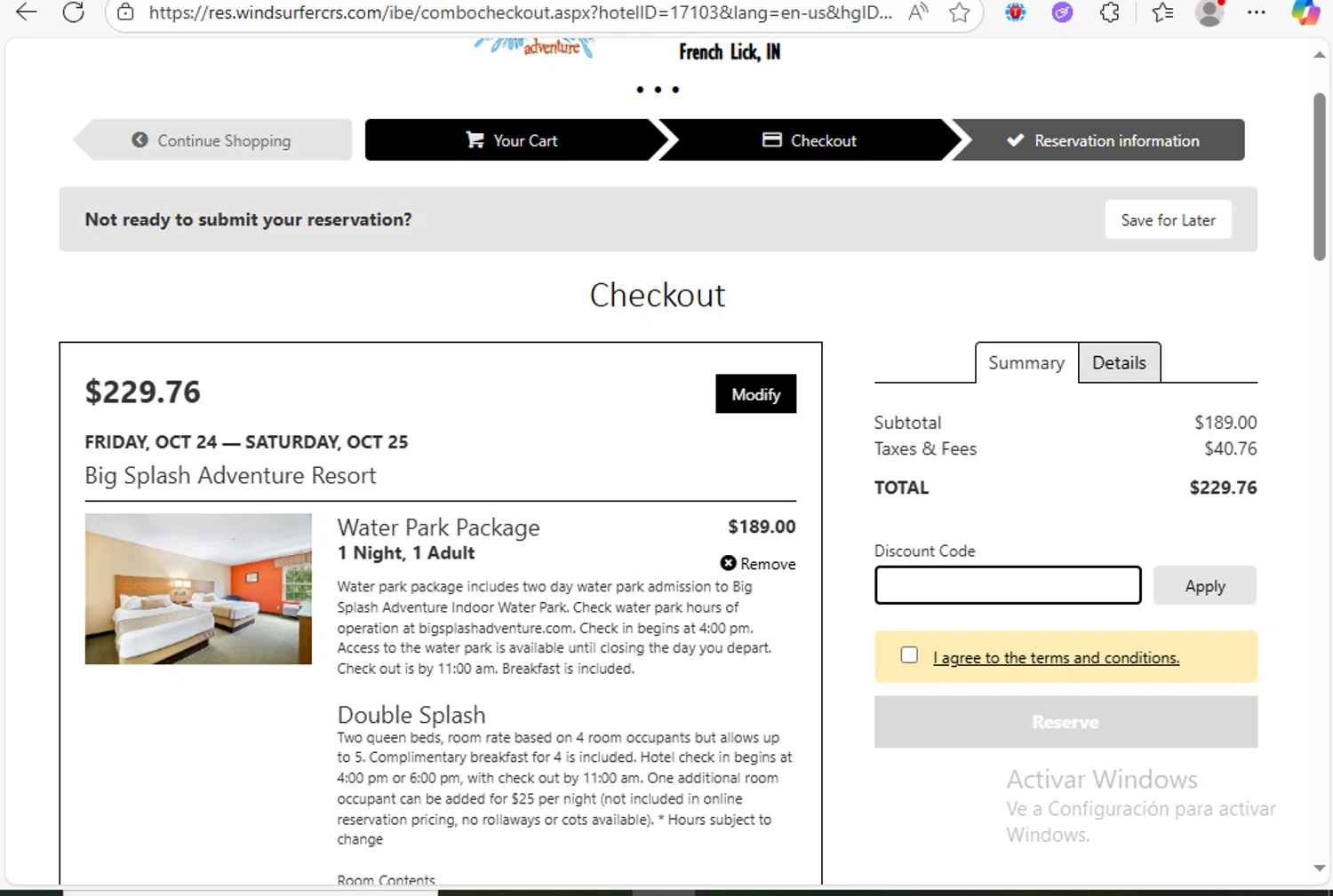 Big Splash discount code screenshot showing code 9SHOTZ applied at Big Splash checkout page. Uploaded by SimplyCodes community member Franco20 on Oct 14, 2025