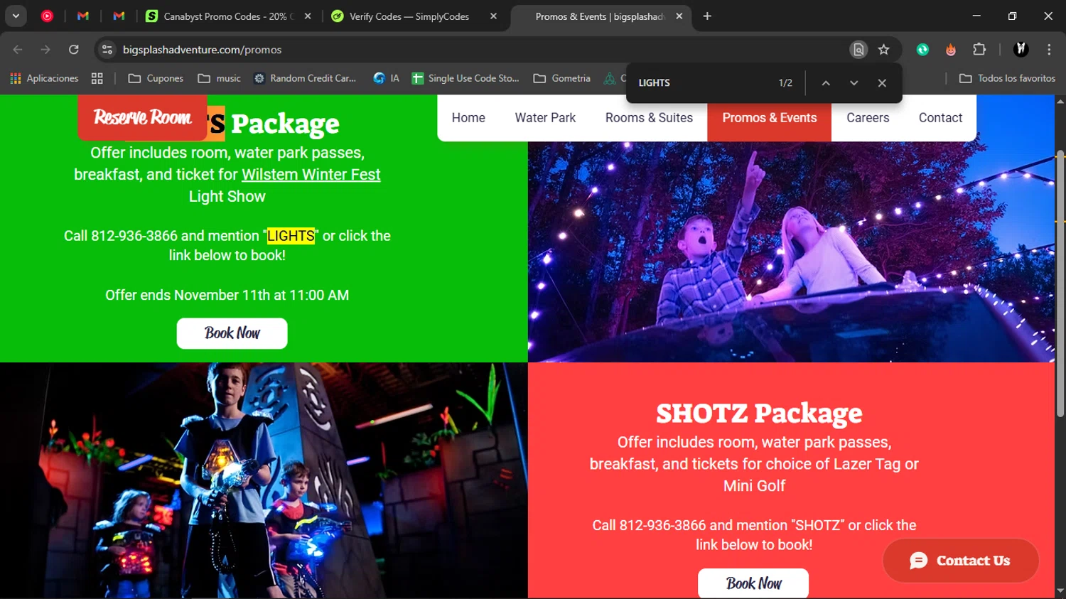 Big Splash discount code screenshot showing code LIGHTS applied at Big Splash checkout page. Uploaded by SimplyCodes community member Charlote on Nov 8, 2025