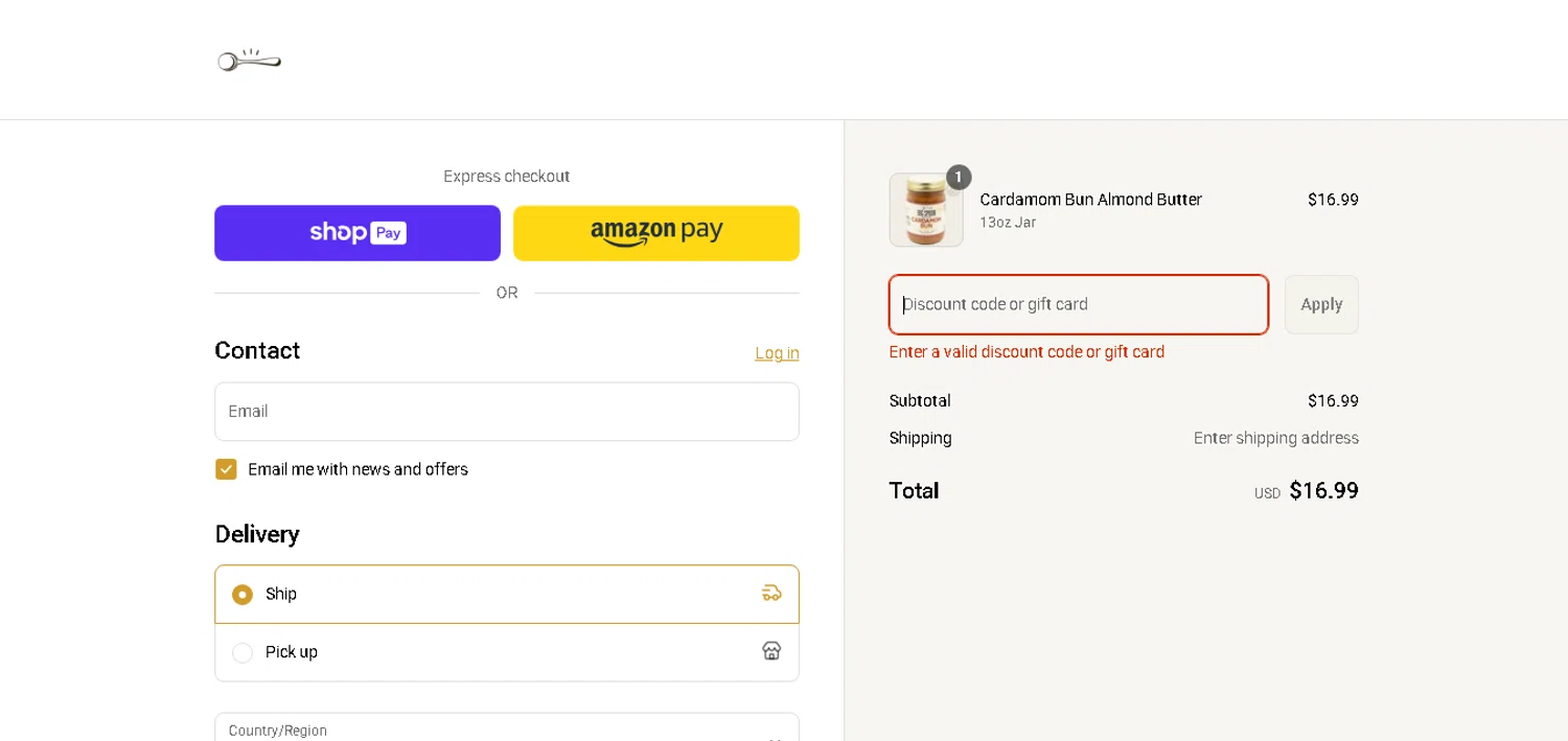 Big Spoon Roasters discount code screenshot showing code FIKA10 applied at Big Spoon Roasters checkout page. Uploaded by SimplyCodes community member CashAce9852 on Aug 18, 2025