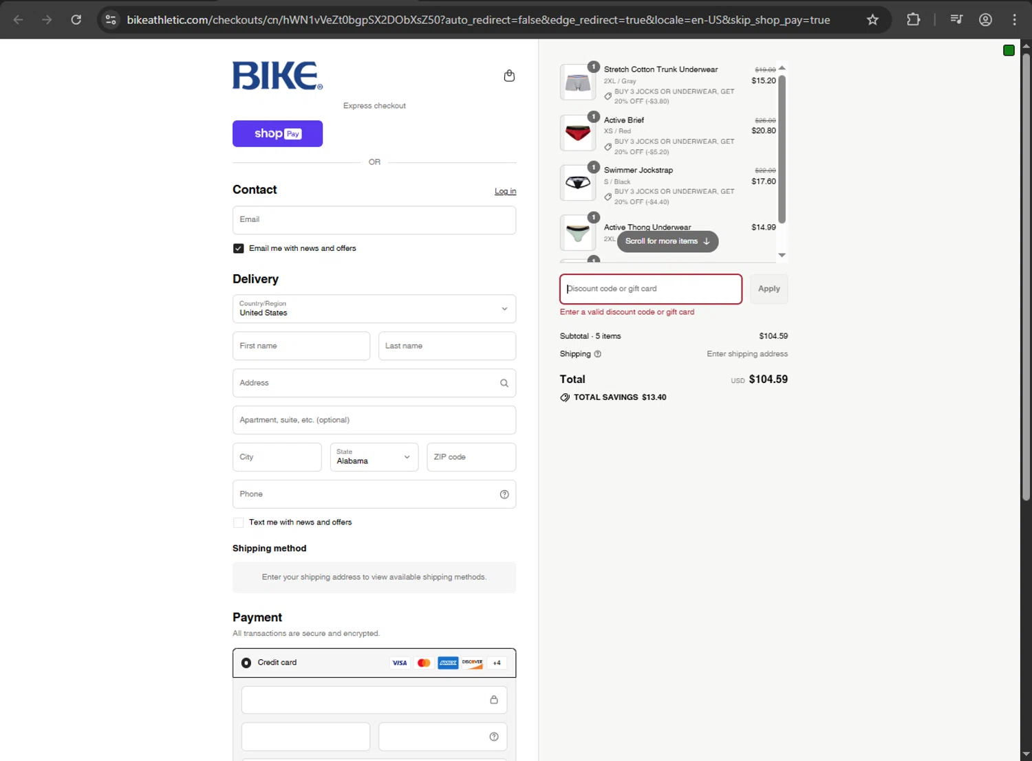 Bike Athletic discount code screenshot showing code 3PACK applied at Bike Athletic checkout page. Uploaded by SimplyCodes community member megagei on Aug 18, 2025