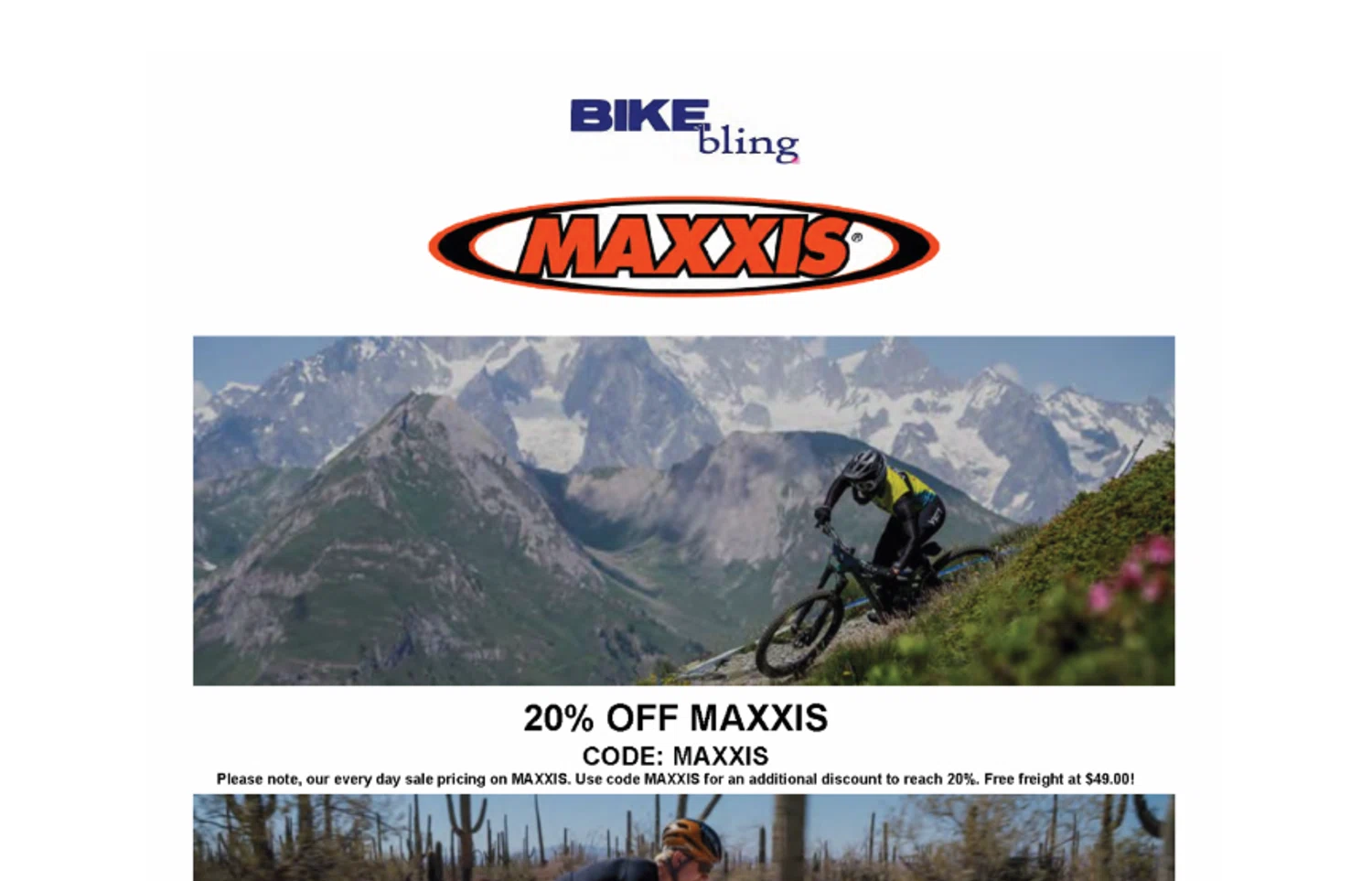Bike Bling coupon code screenshot showing code MAXXIS applied at Bike Bling checkout page. Uploaded by SimplyCodes community member ELOIN777 on Nov 28, 2025