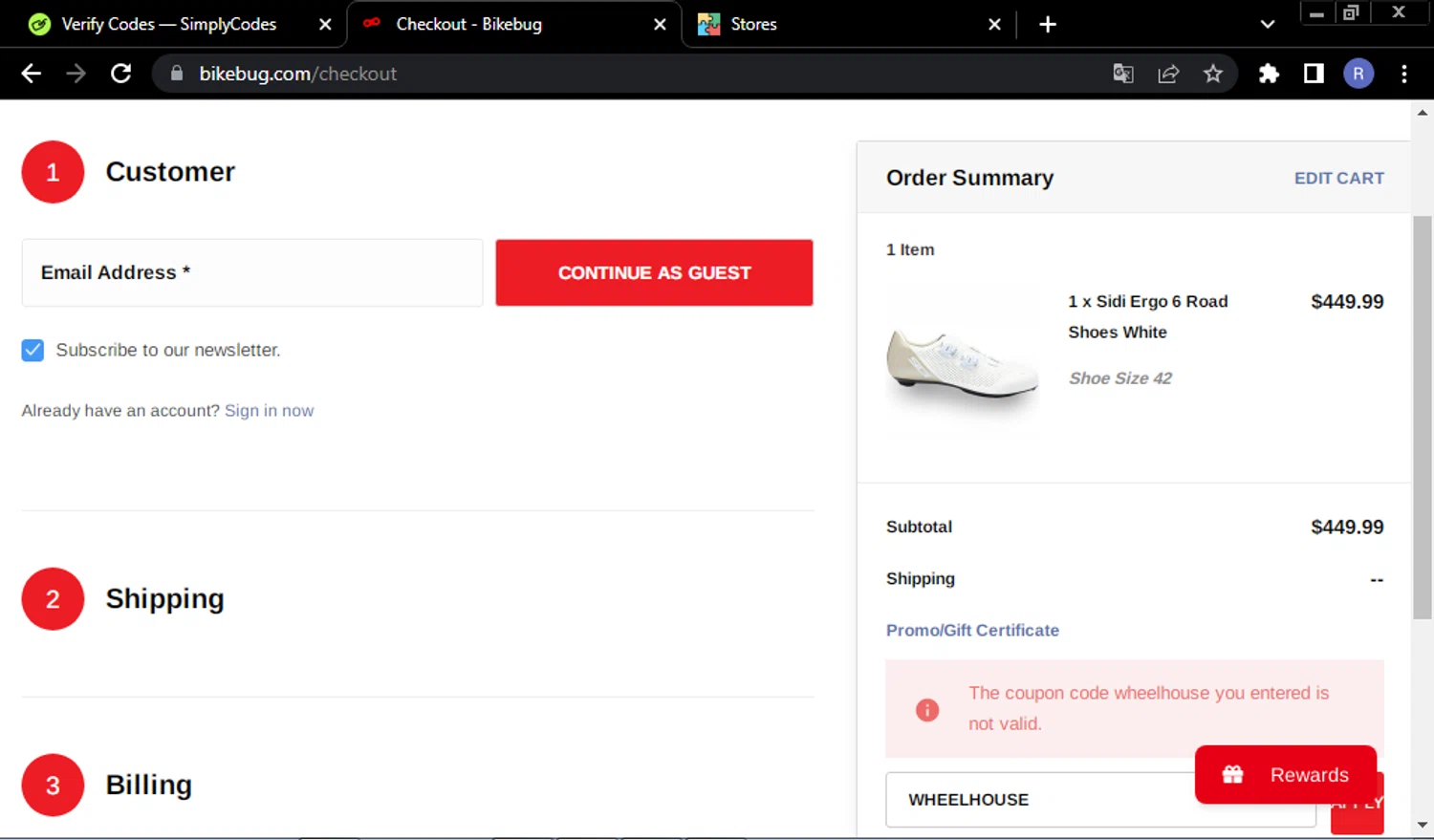 Bikebug discount code screenshot showing code WHEELHOUSE applied at Bikebug checkout page. Uploaded by SimplyCodes community member ValueCurator4241 on Mar 28, 2025