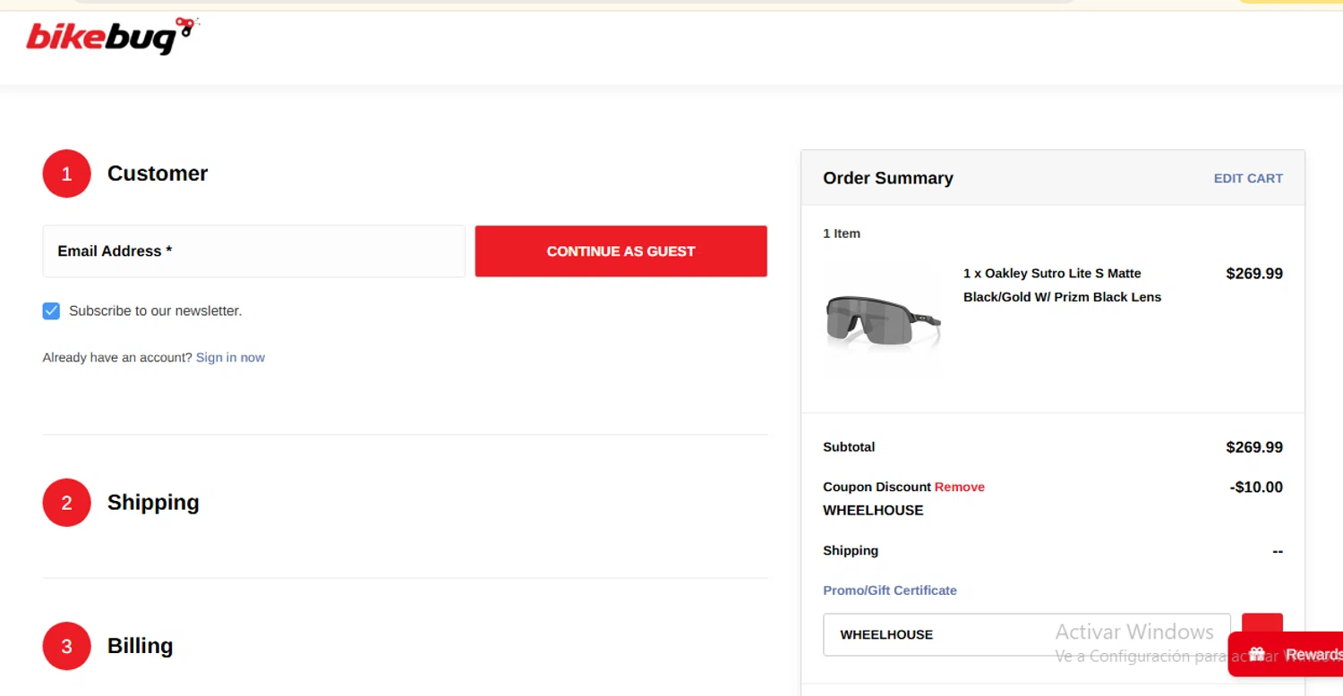 Bikebug checkout page showing Bikebug discount code box | Screenshot taken by SimplyCodes community member on Feb 22, 2025