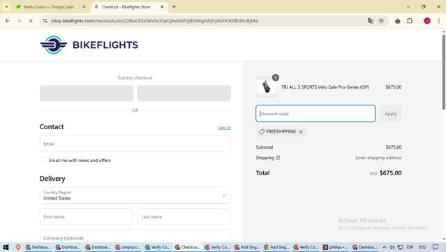 BikeFlights checkout page showing BikeFlights promo code box | Screenshot taken by SimplyCodes community member on Apr 22, 2025