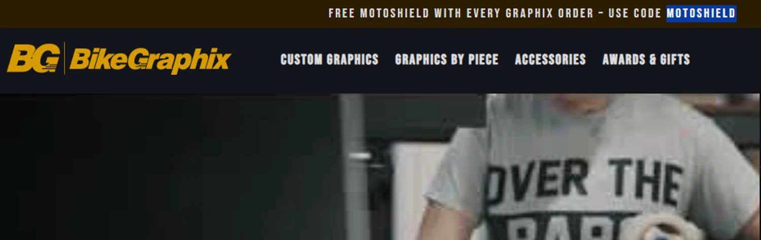 BikeGraphix promo code screenshot showing code MOTOSHIELD applied at BikeGraphix checkout page. Uploaded by SimplyCodes community member josemiguelaponte on Jun 14, 2026