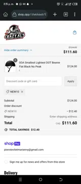 New10 coupon verification screenshot