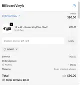 BillboardVinyls coupon verification screenshot