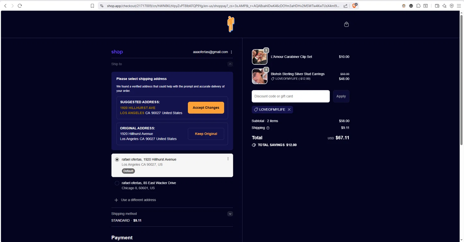 Billie Eilish checkout page showing Billie Eilish discount code box | Screenshot taken by SimplyCodes community member on Feb 2, 2026