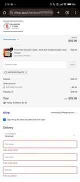 ANTHONYCALLES coupon verification screenshot