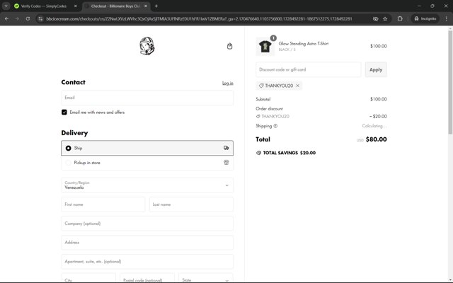 Billionaire Boys Club checkout page showing Billionaire Boys Club discount code box | Screenshot taken by SimplyCodes community member on Oct 9, 2024