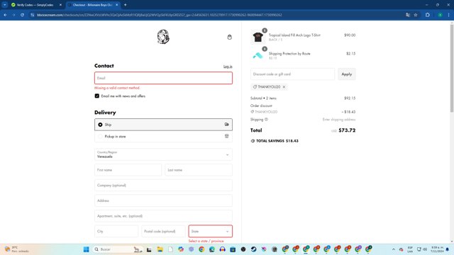 Billionaire Boys Club checkout page showing Billionaire Boys Club discount code box | Screenshot taken by SimplyCodes community member on Nov 7, 2024